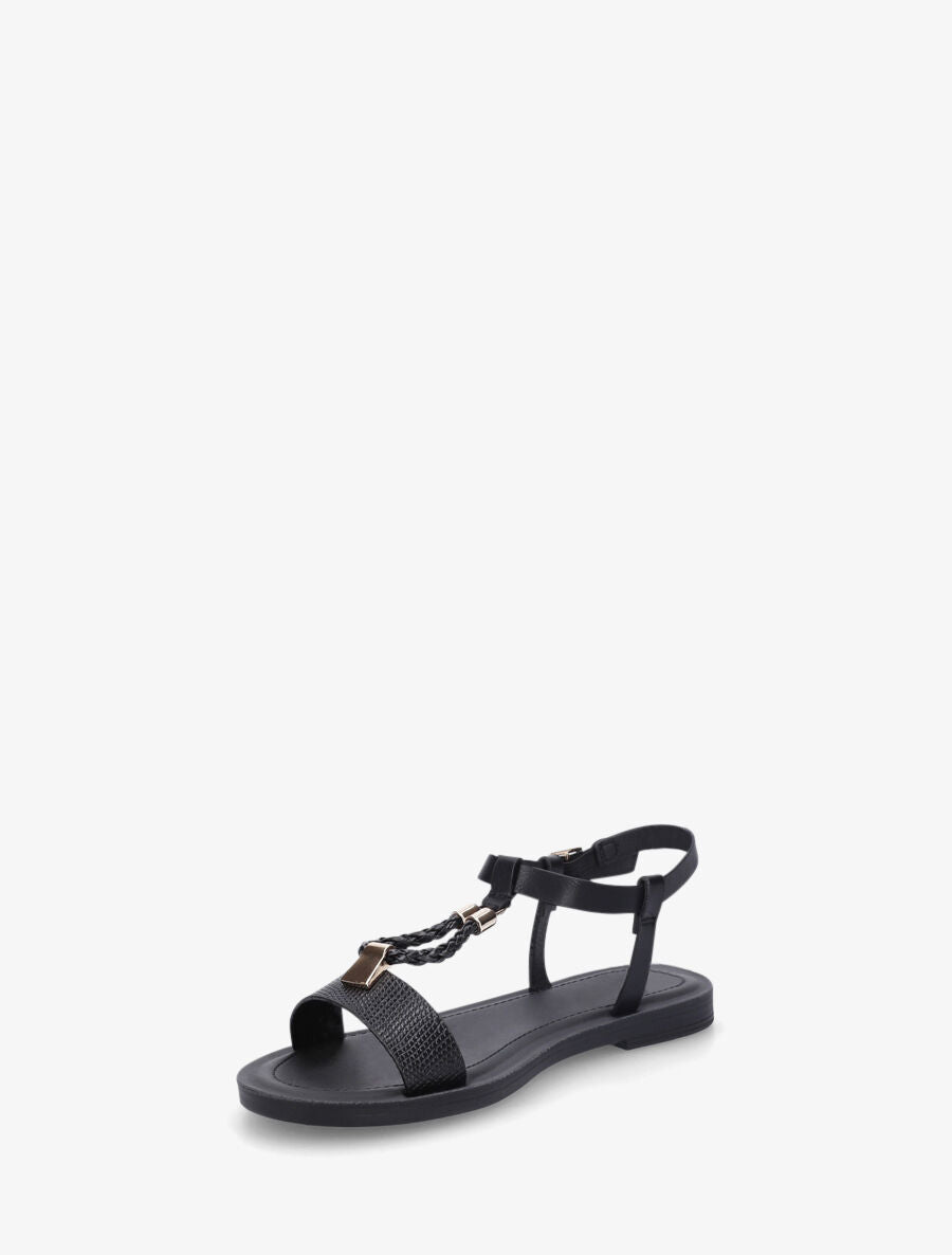 Nu-pieds python bride en T - Noir - 3