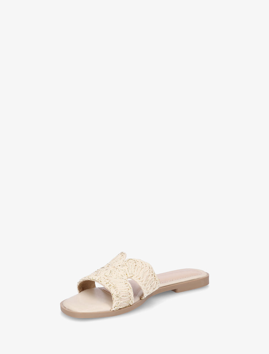 Claquettes en simili à détail irisé - Beige - 3