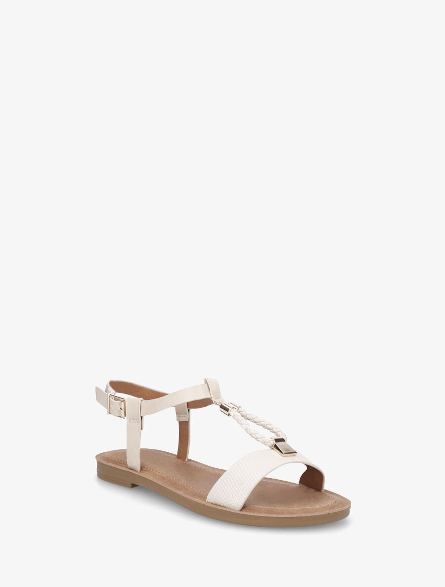 Nu-pieds python bride en T - Beige - 2
