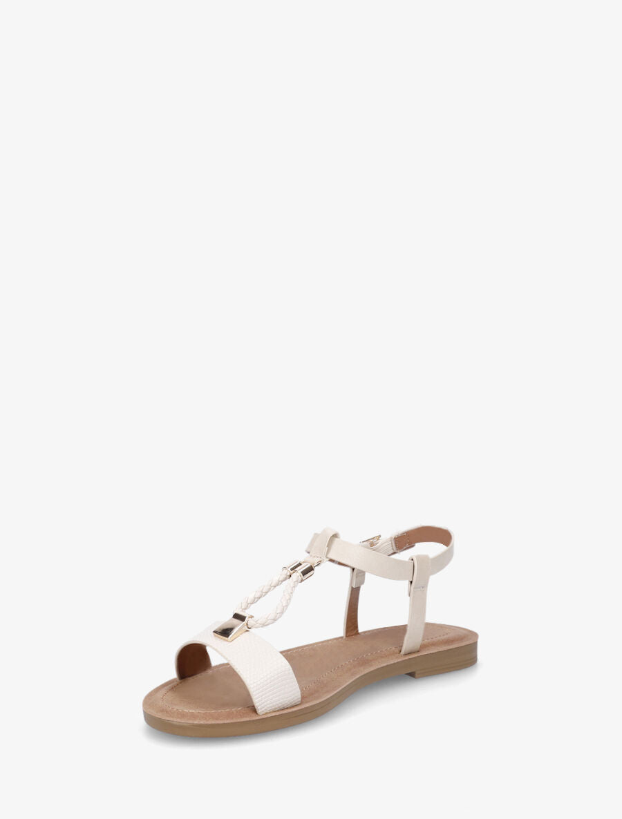 Nu-pieds python bride en T - Beige - 3