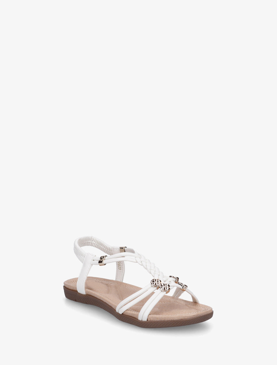 Nu-pieds confort à empiècement bijoux - Blanc - 2