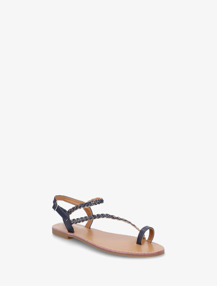 Nu-pieds tressés et irisés à entredoigt - Marine - 2