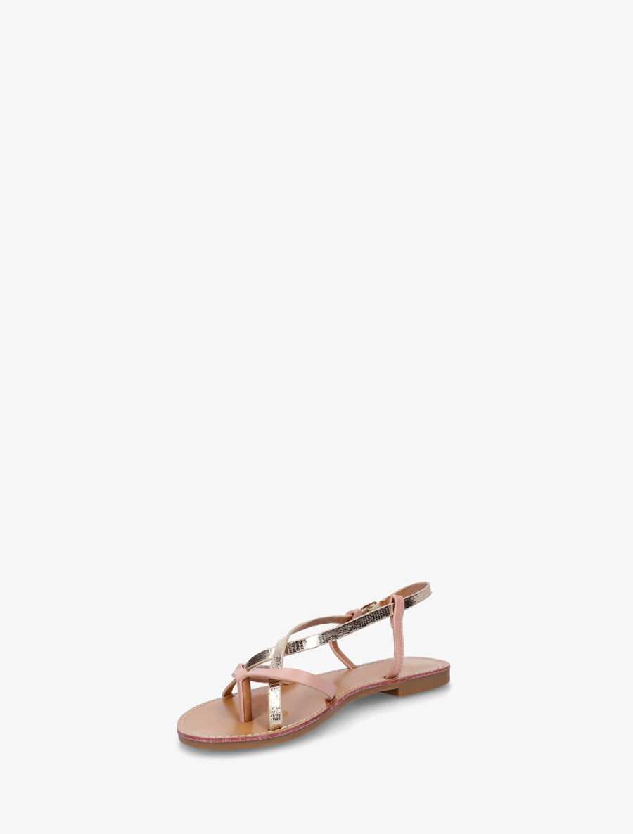 Nu-pieds effet craquelé à brides croisées - Rose - 3