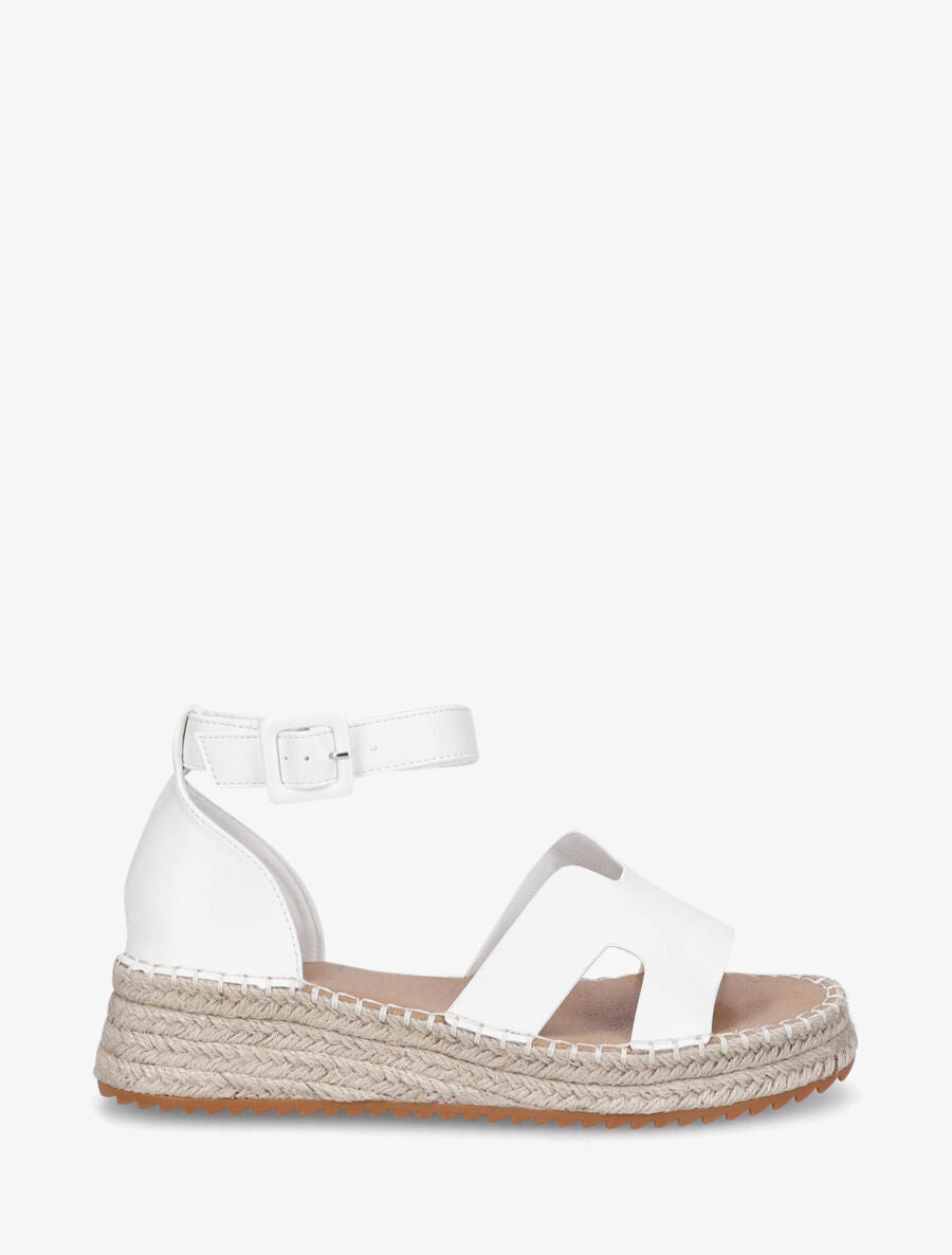 Sandales en simili style espadrilles - Blanc - 1