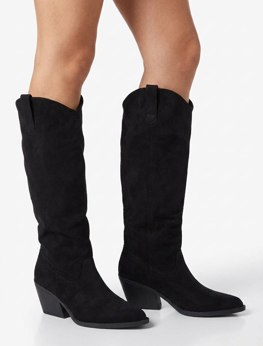 Botas de ante estilo vaquero - Negro