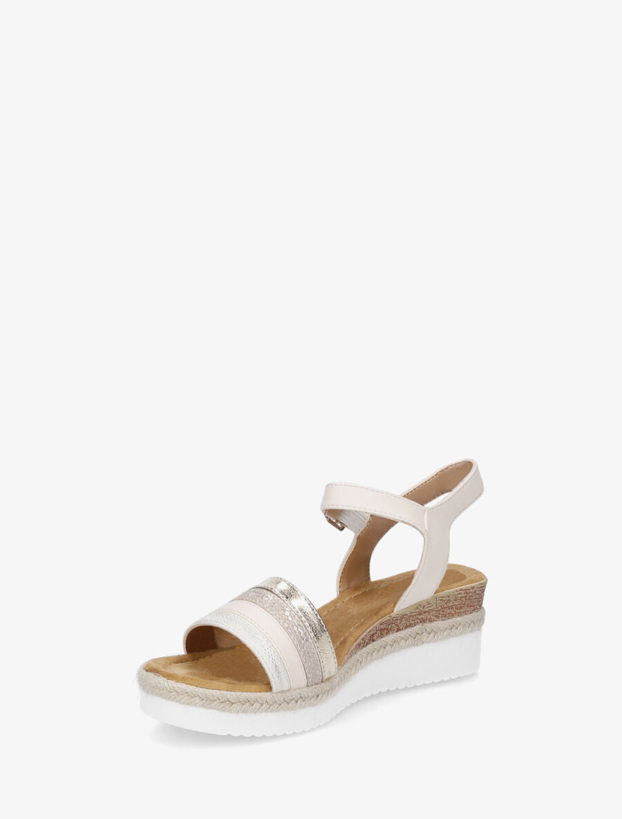 Sandales fantaisie à talon compensé - Beige - 4