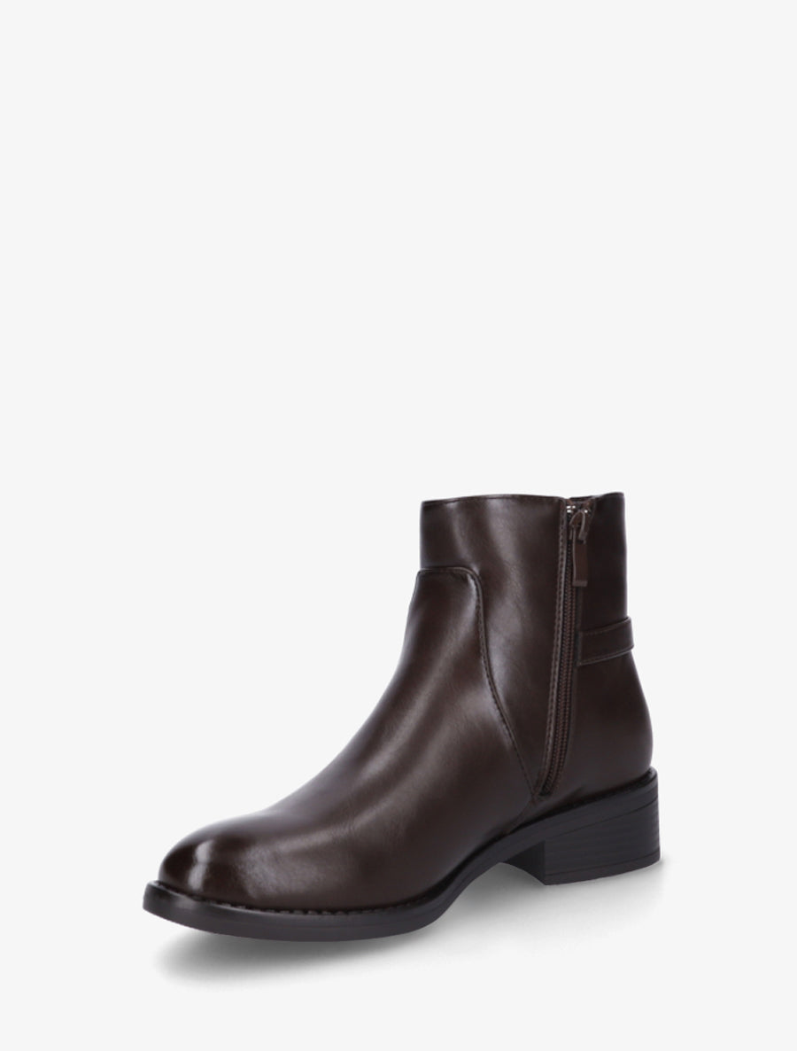 Bottines en simili à boucle métallique - Chocolat - 3