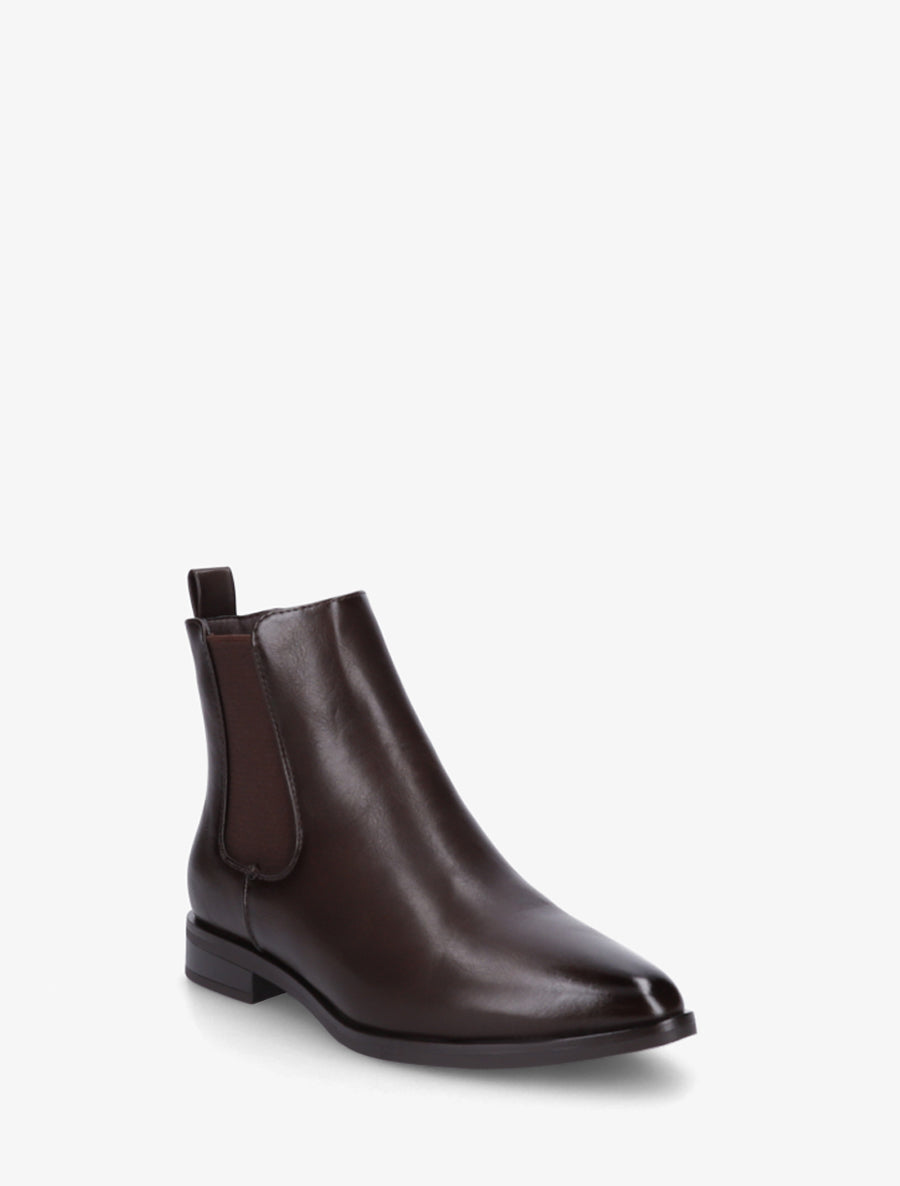 Bottines en simili à bouts pointus - Marron - 2