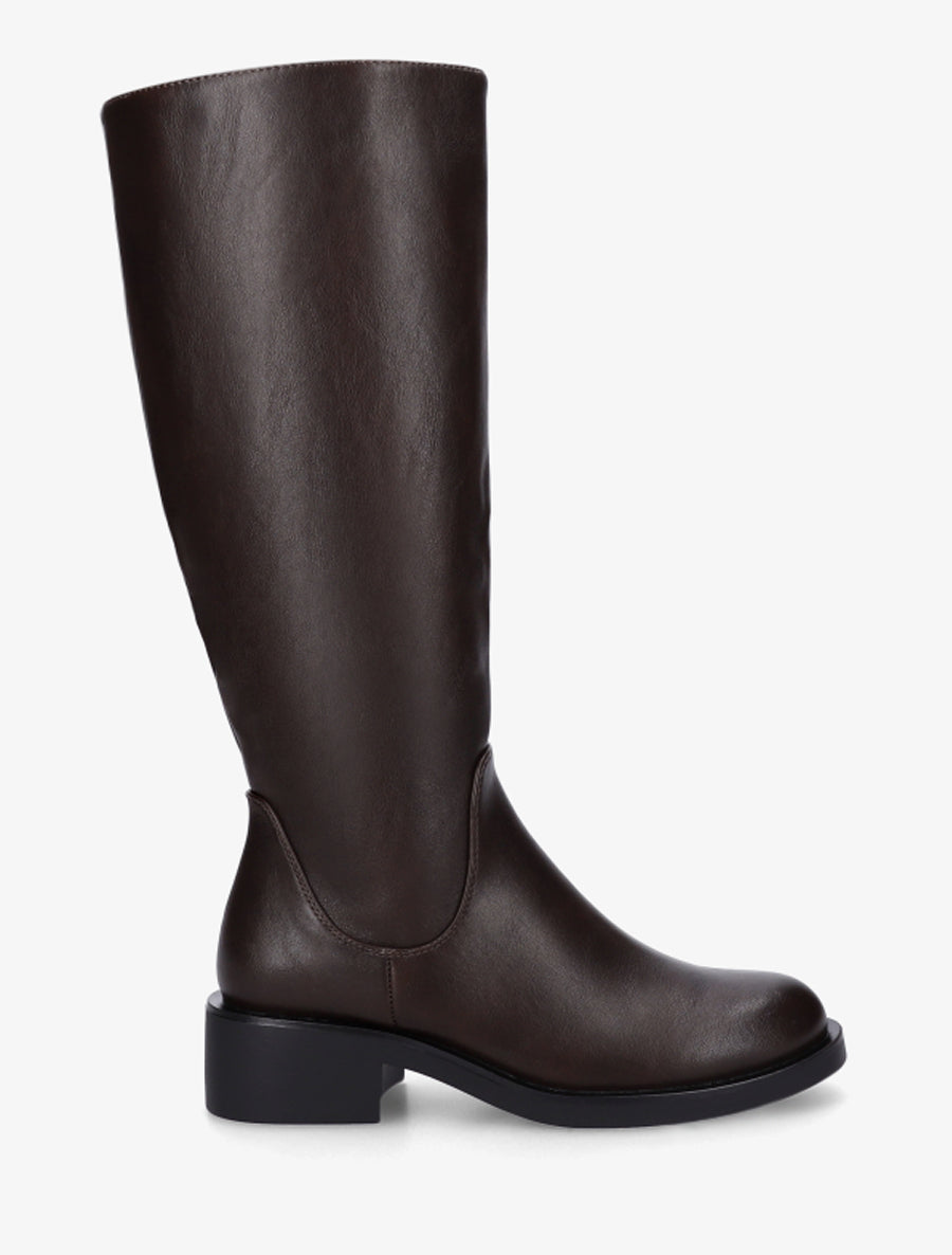 Bottes plates basiques en simili - Marron - 1