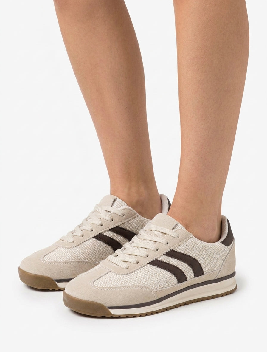 Zapatillas de tela efecto tweed - Beis