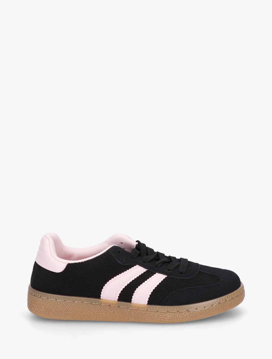 Sneakers en tissu côtelé - Noir - 1