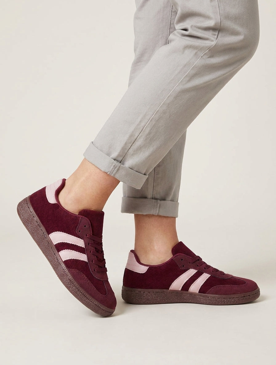 Zapatillas de tela acanalada - Color vino
