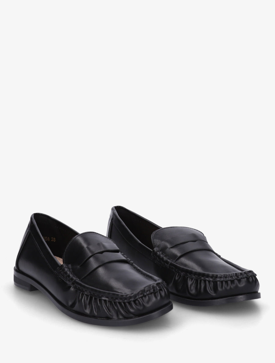Mocassins en simili effet froncé - Noir - 4