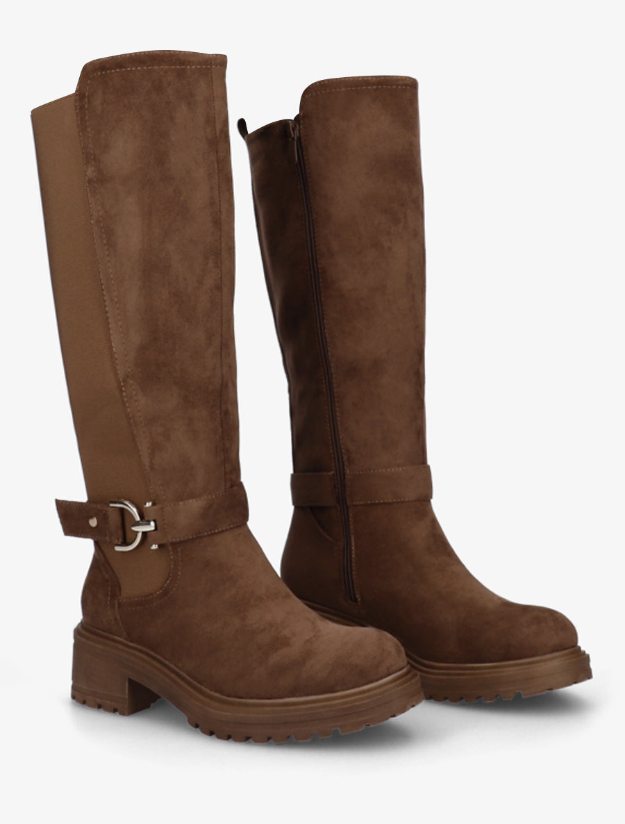 Bottes classiques élastiquées en suédine - Marron - 4