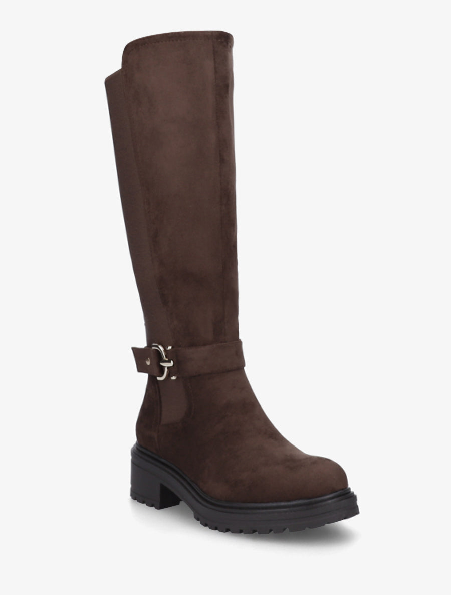 Bottes classiques élastiquées en suédine - Chocolat - 2