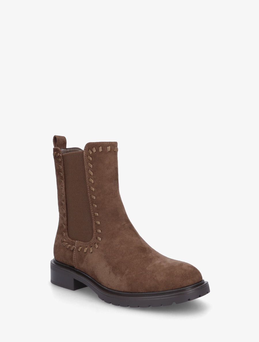 Bottines élastiquées en suédine - Marron - 2
