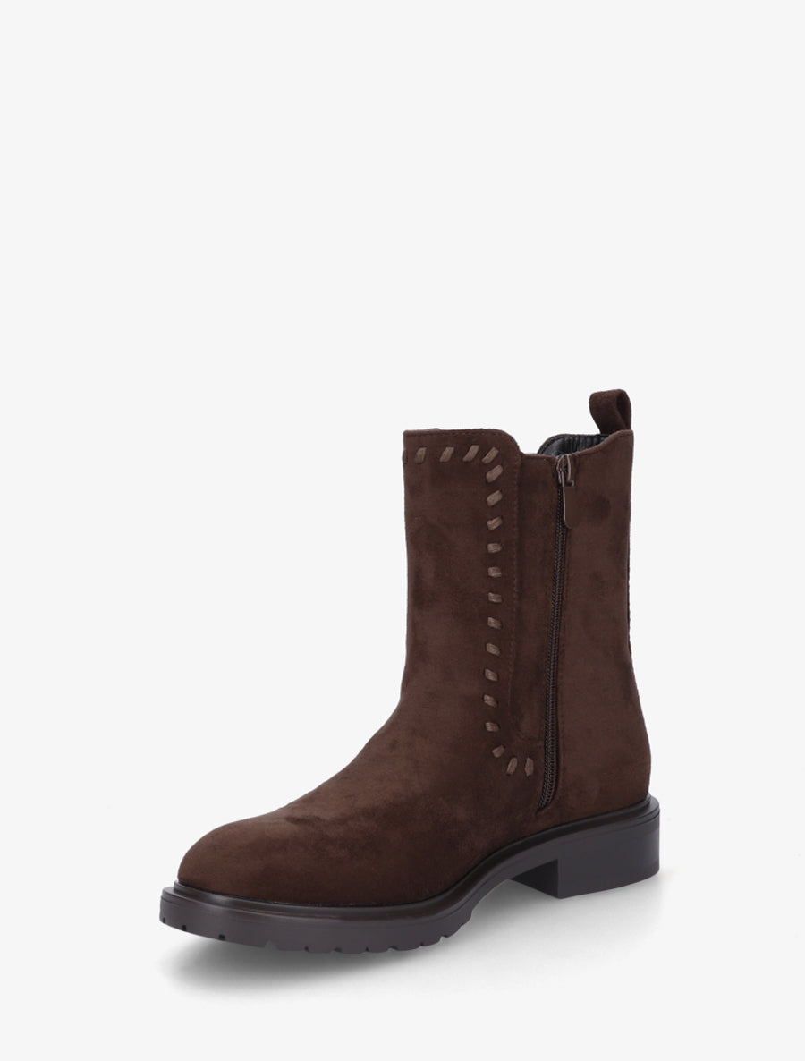 Bottines élastiquées en suédine - Chocolat - 3