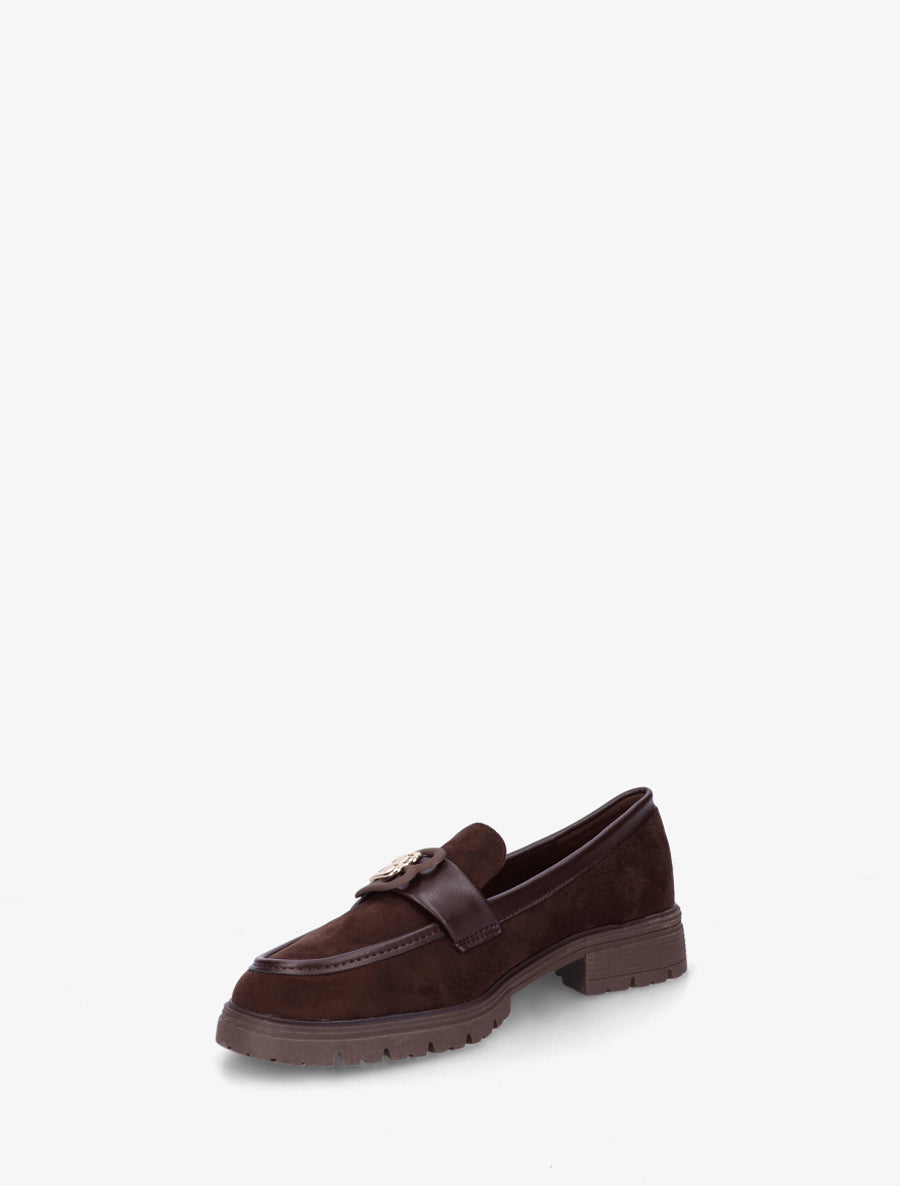 Mocassins en suédine à boucle décorative - Marron - 3