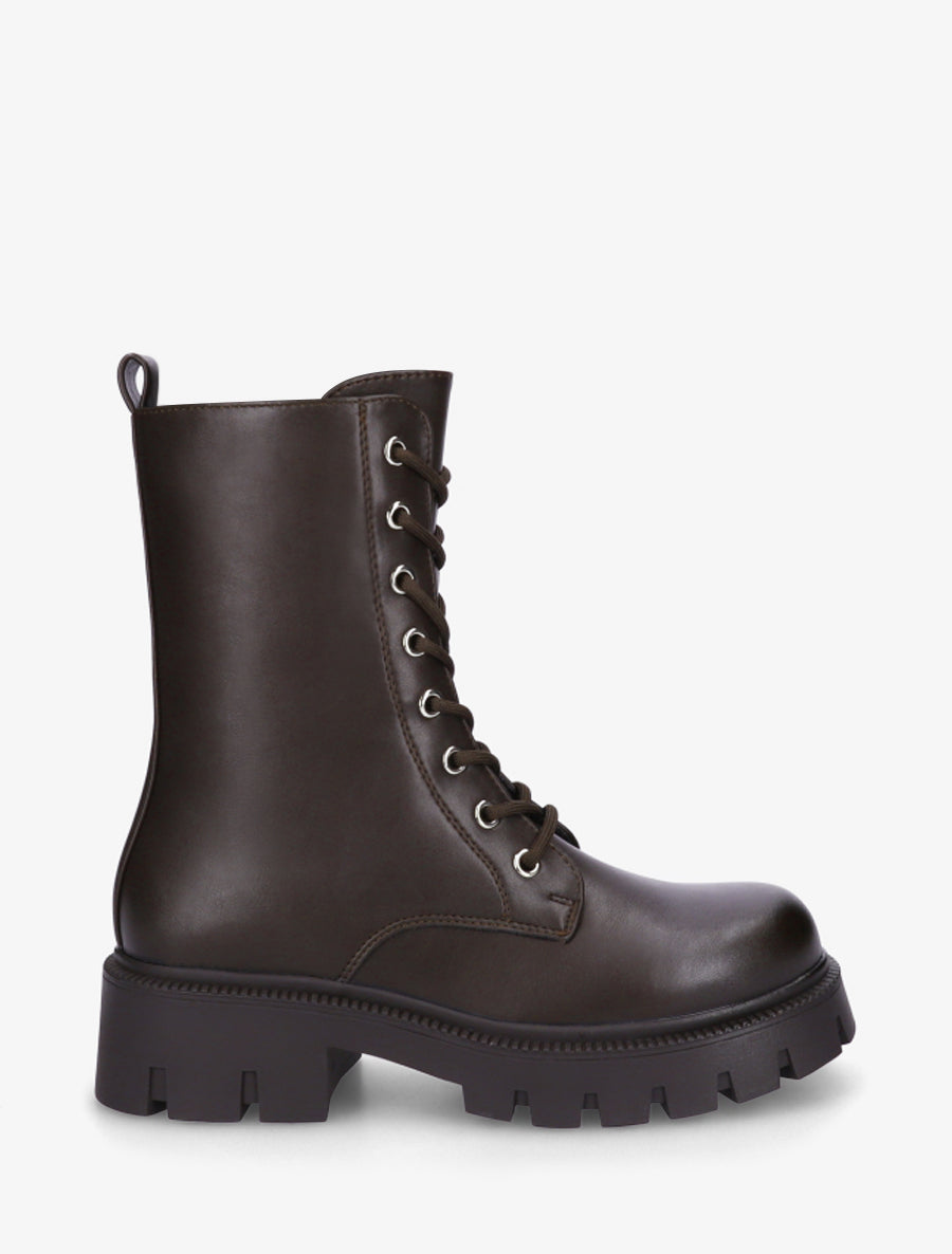 Bottines montantes à lacets - Chocolat - 1