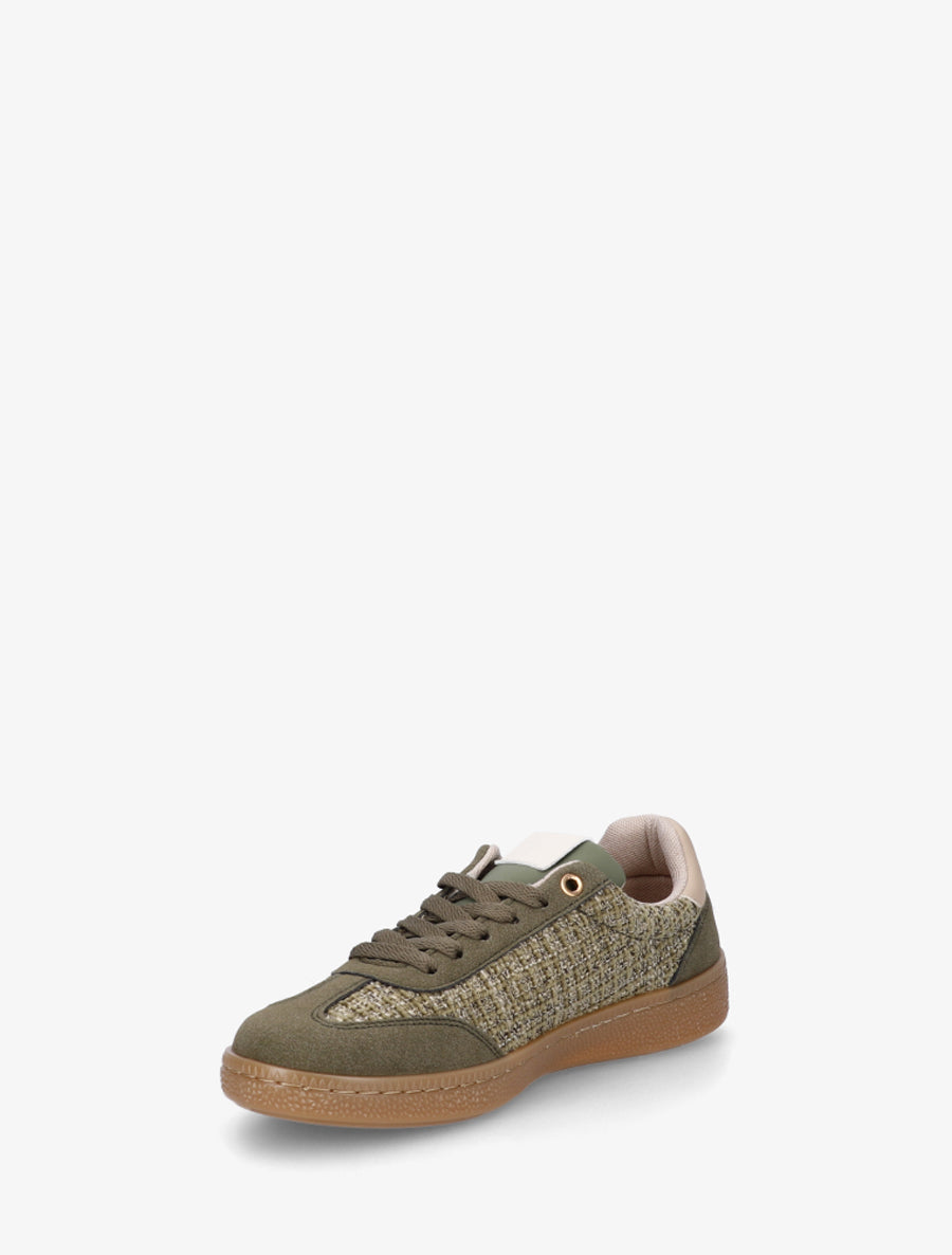 Baskets en tweed et suédine - Kaki - 3