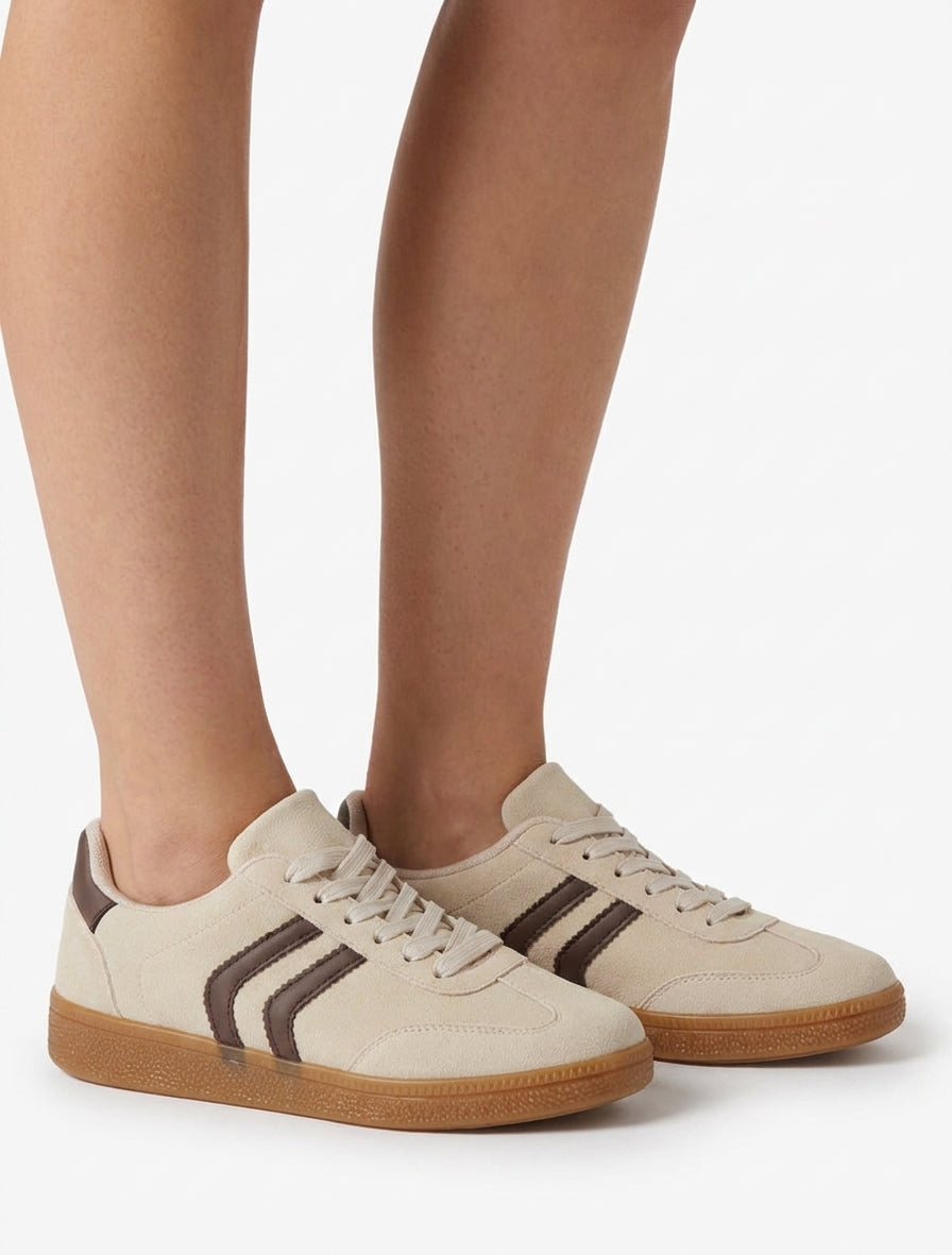 Zapatillas efecto nobuk con suela de goma - Beis