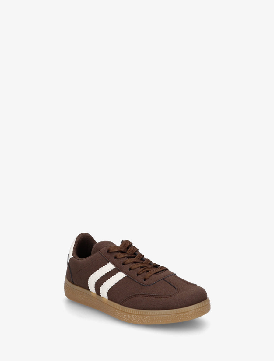 Sneakers effet nubuck à semelle caoutchouc - Marron - 2