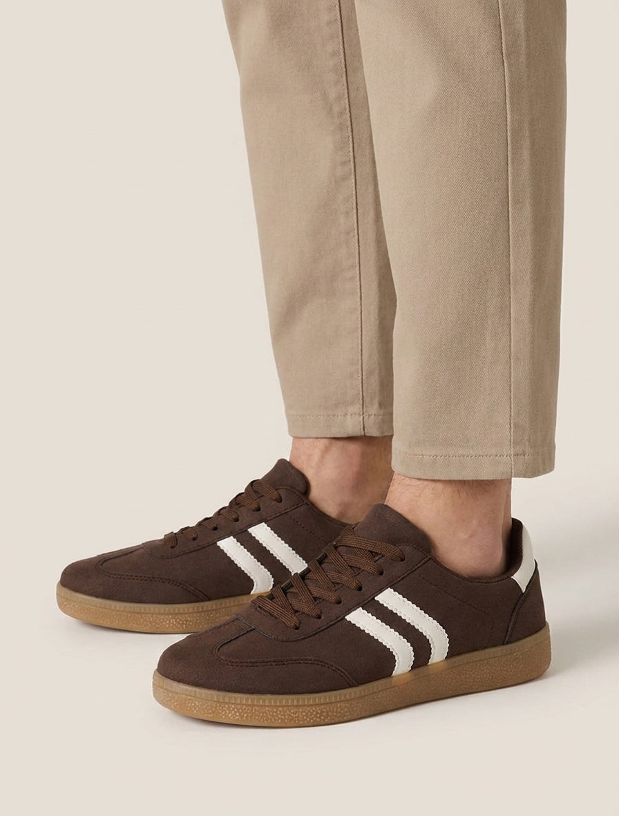 Zapatillas efecto nobuk con suela de goma - Marrón