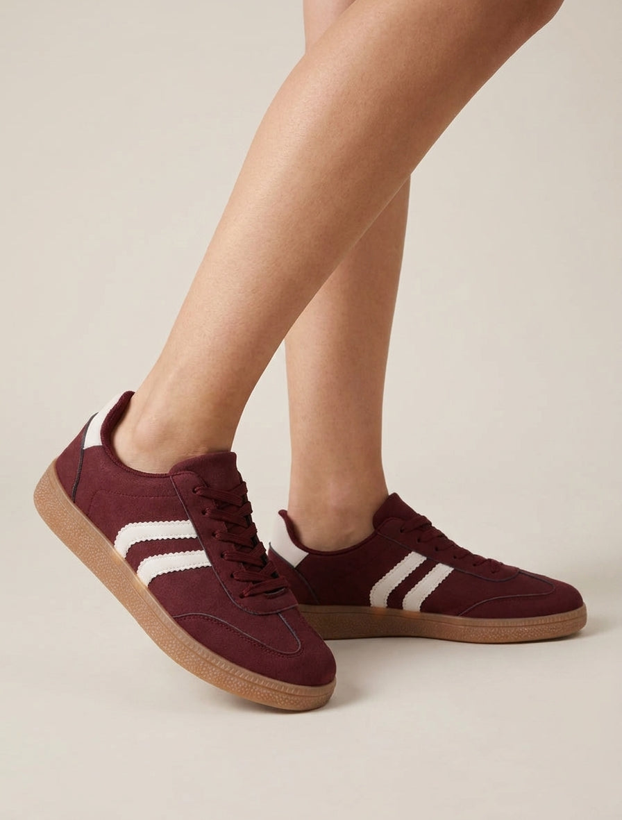 Zapatillas efecto nobuk con suela de goma - Burdeos