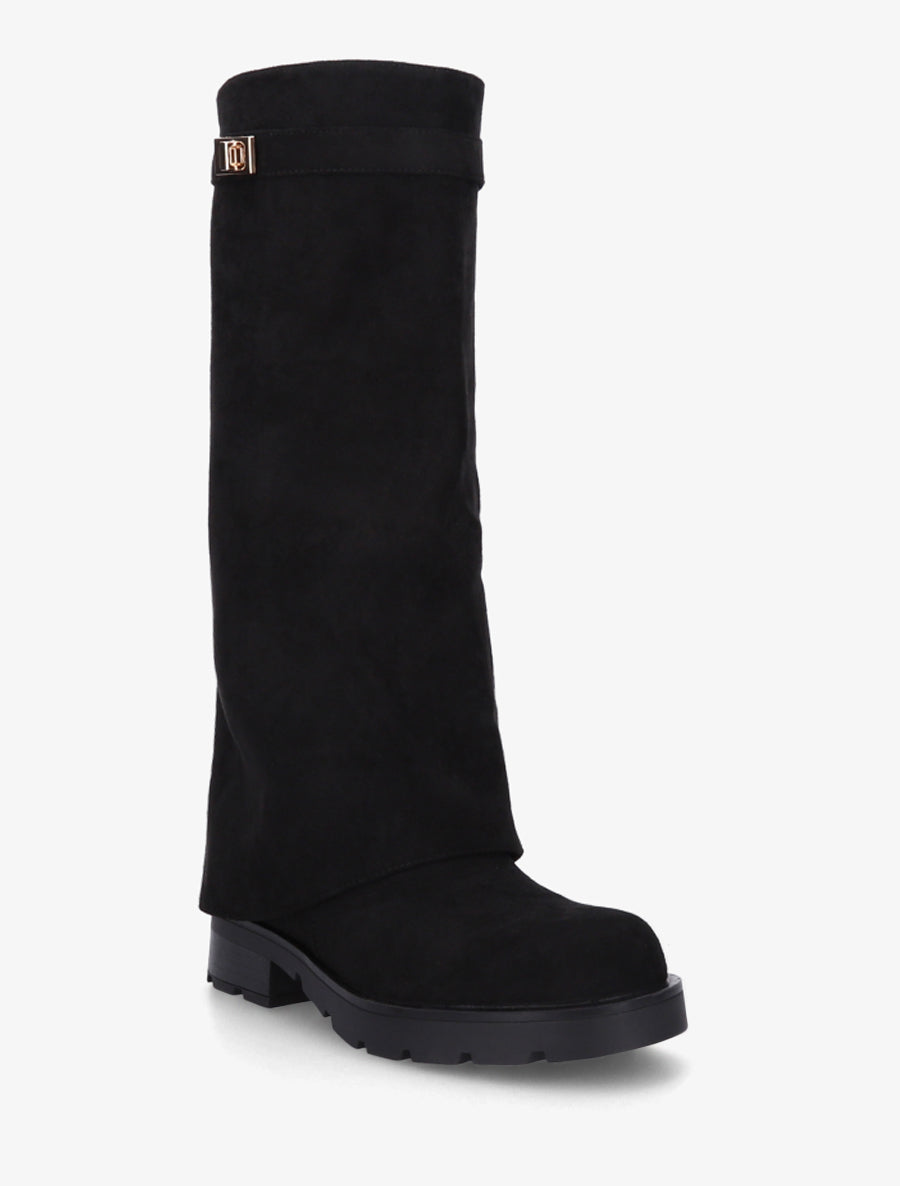 Bottes renversées en suédine - Noir - 2