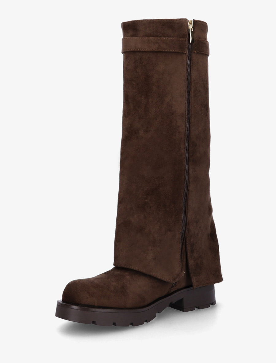 Bottes renversées en suédine - Marron - 3