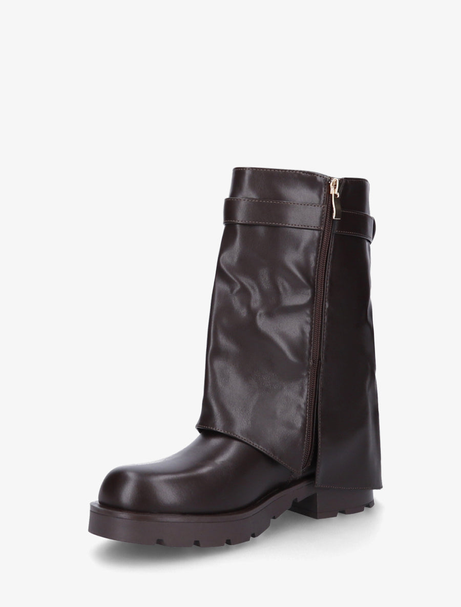 Bottines renversées à sangle et bijou - Chocolat - 3