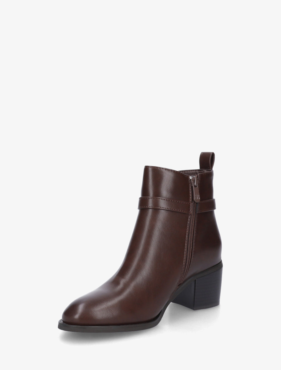 Bottines en simili à talon - Marron - 3