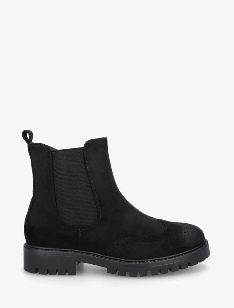 Bottines élastiquées en suédine - Noir - 1