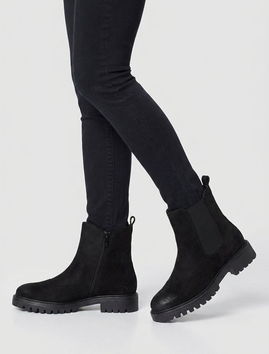 Botines elásticos de ante - Negro