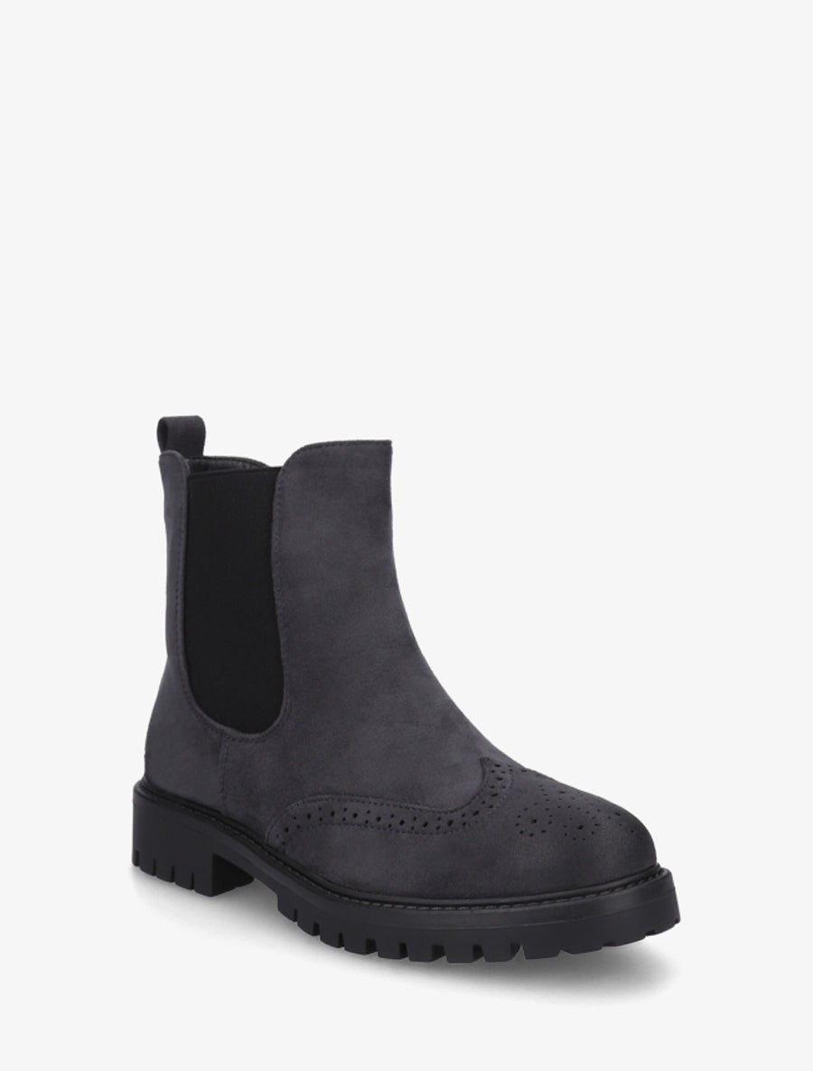 Bottines élastiquées en suédine - Bleu nuit - 2