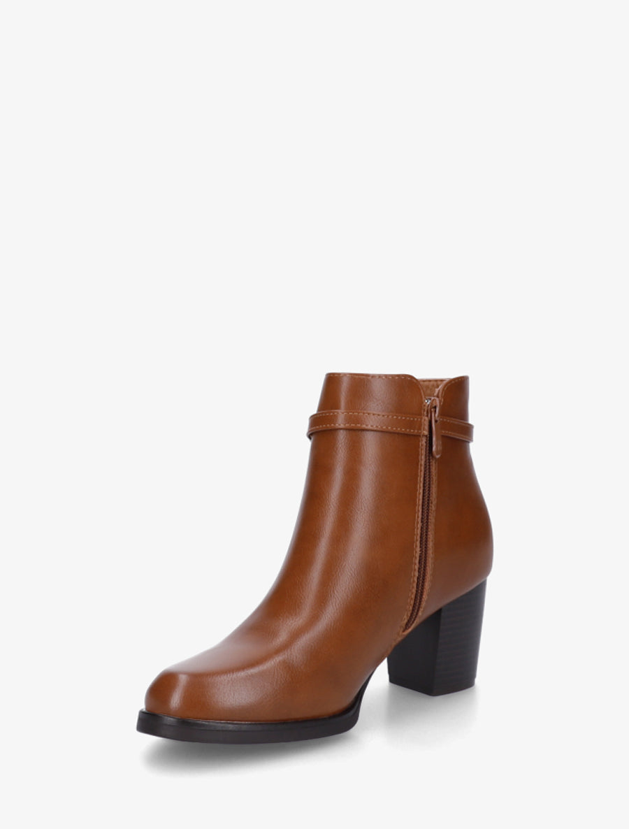 Bottines en simili à sangle décorative - Camel - 3