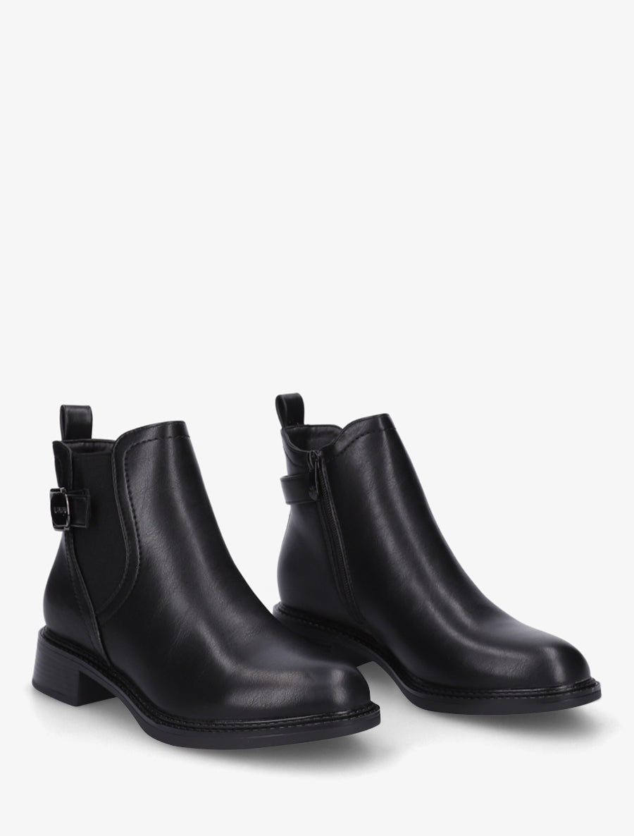 Bottines en simili à cheville élastiquée - Noir - 4