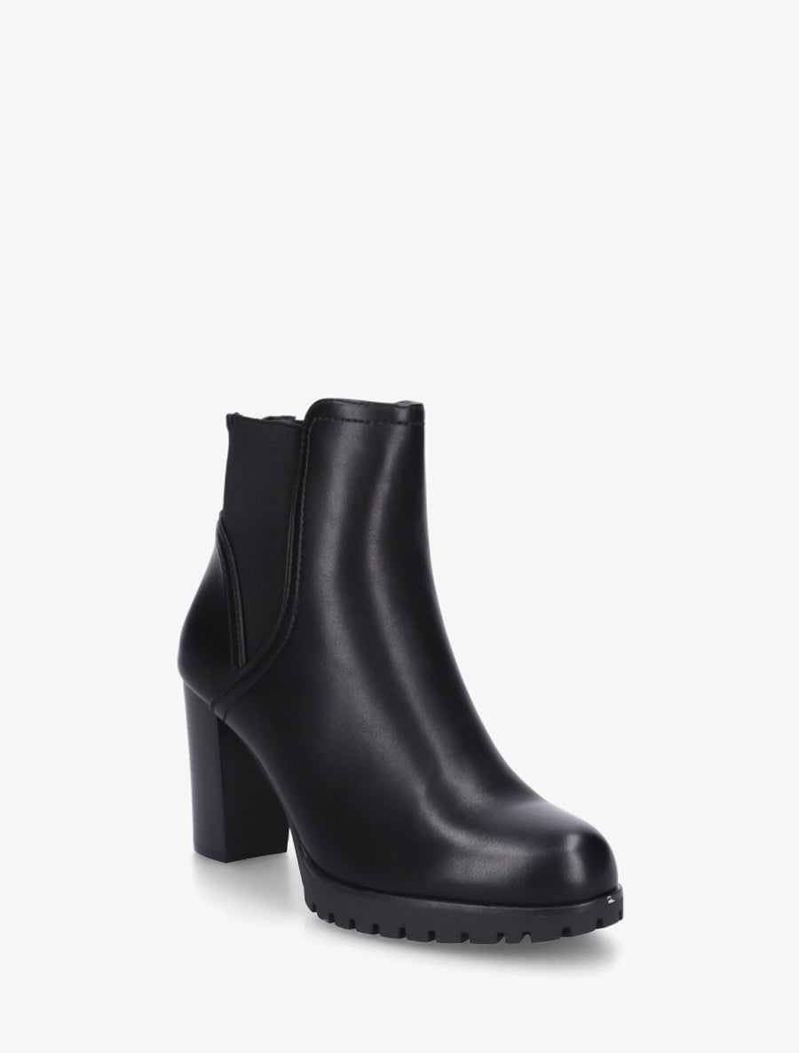 Bottines à talon haut et semelle crantée en simili - Noir - 2
