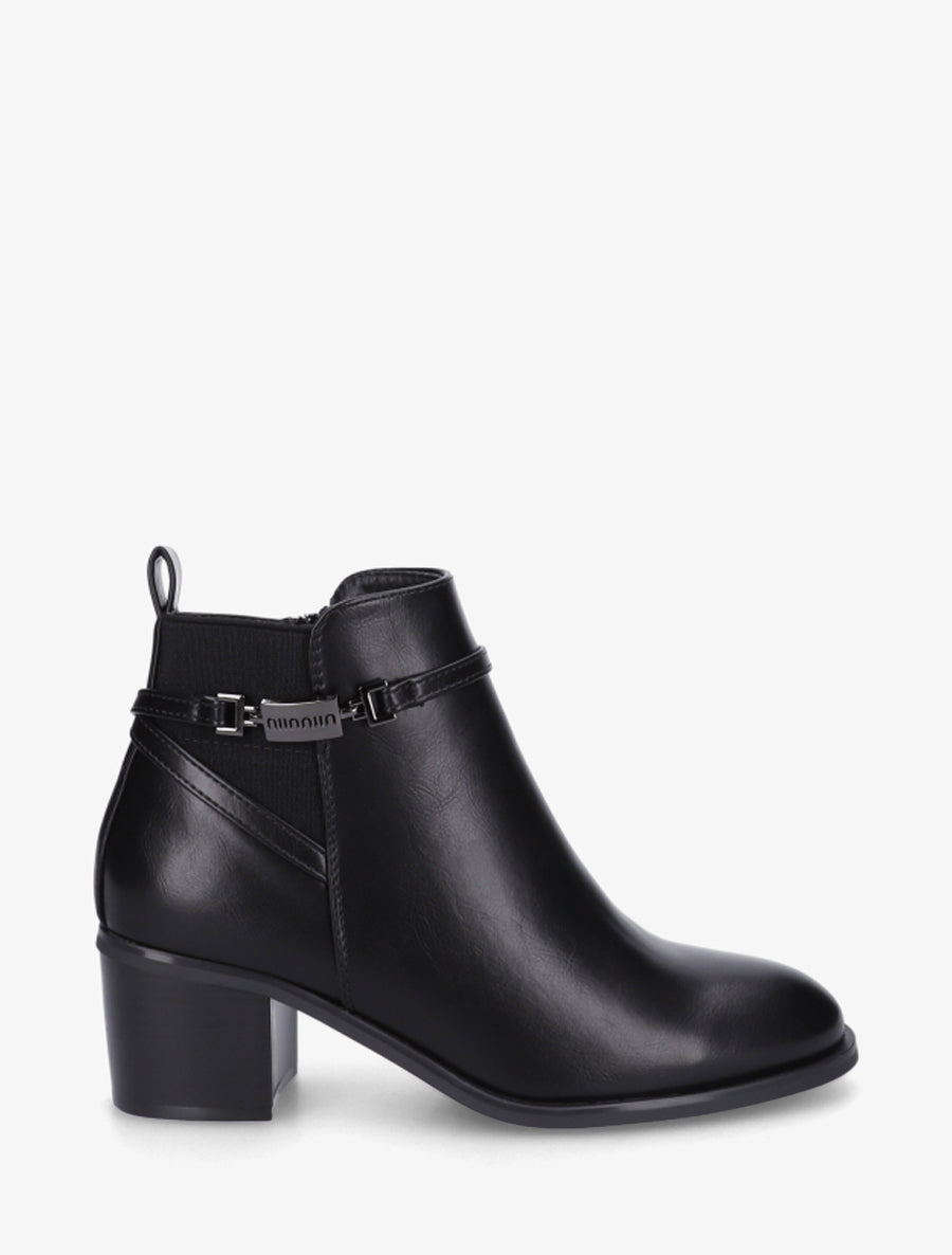 Bottines élastiquées en simili - Noir - 1