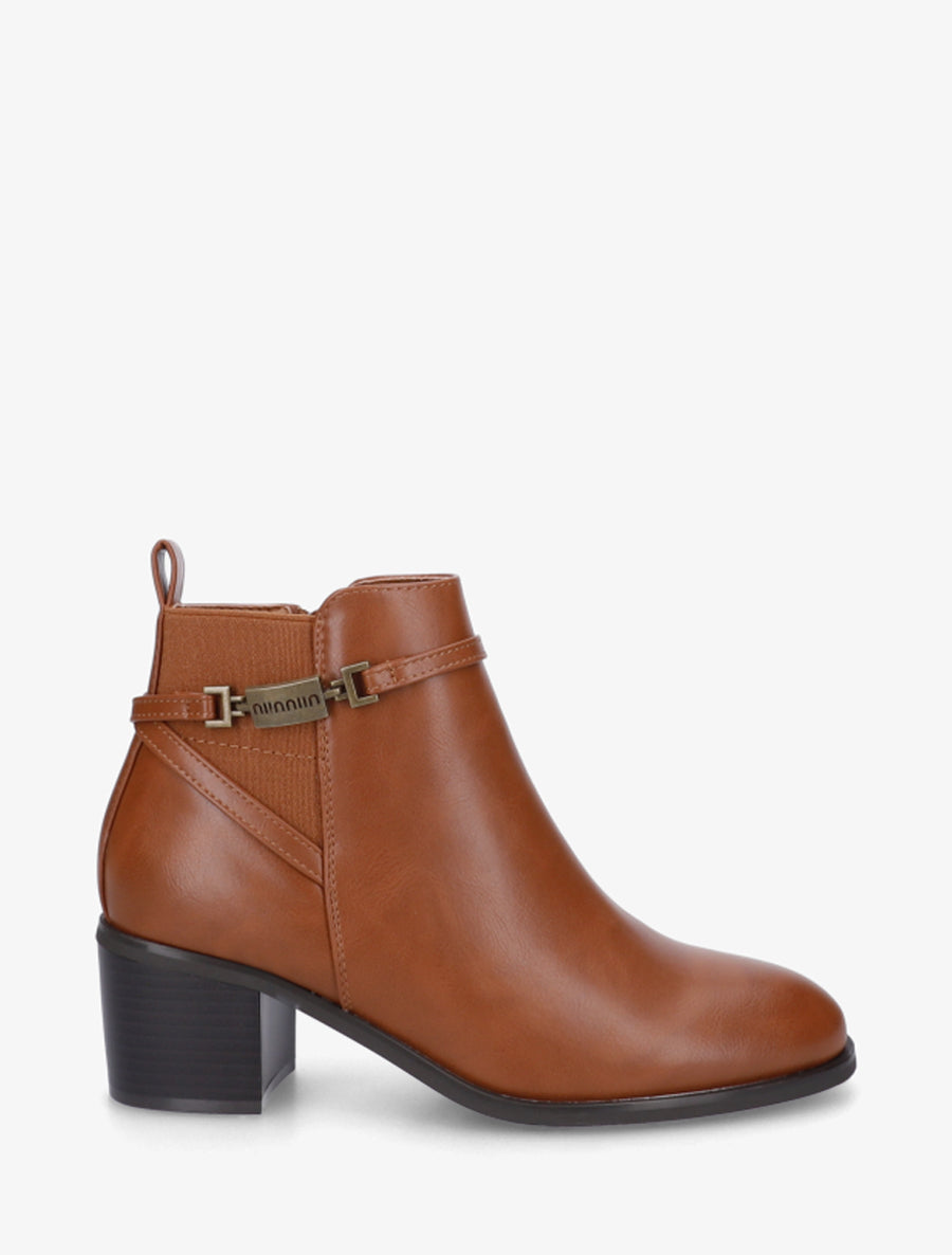 Bottines élastiquées en simili - Camel - 1