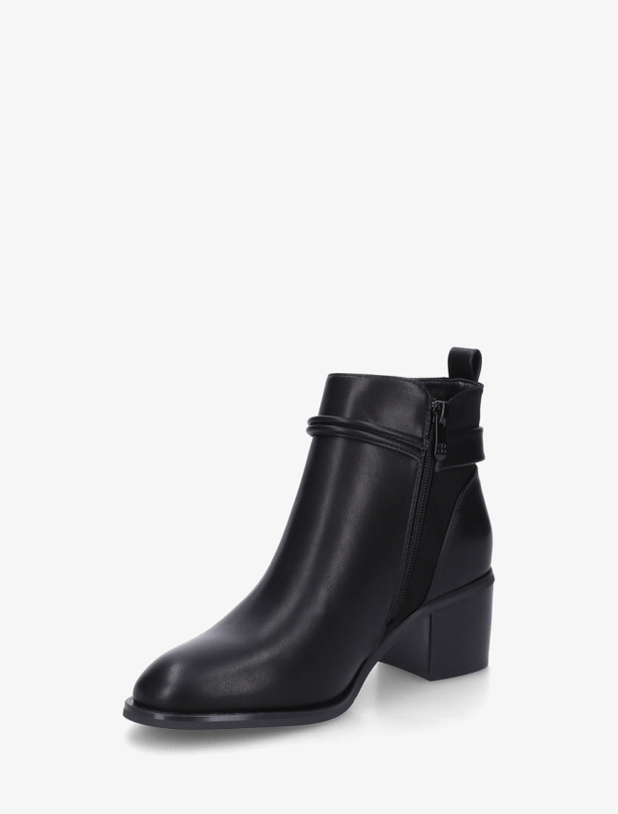 Bottines en simili et suédine - Noir - 3