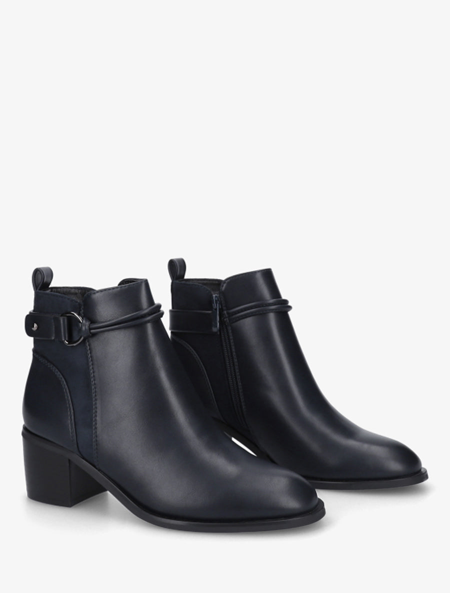 Bottines en simili et suédine - Marine - 4