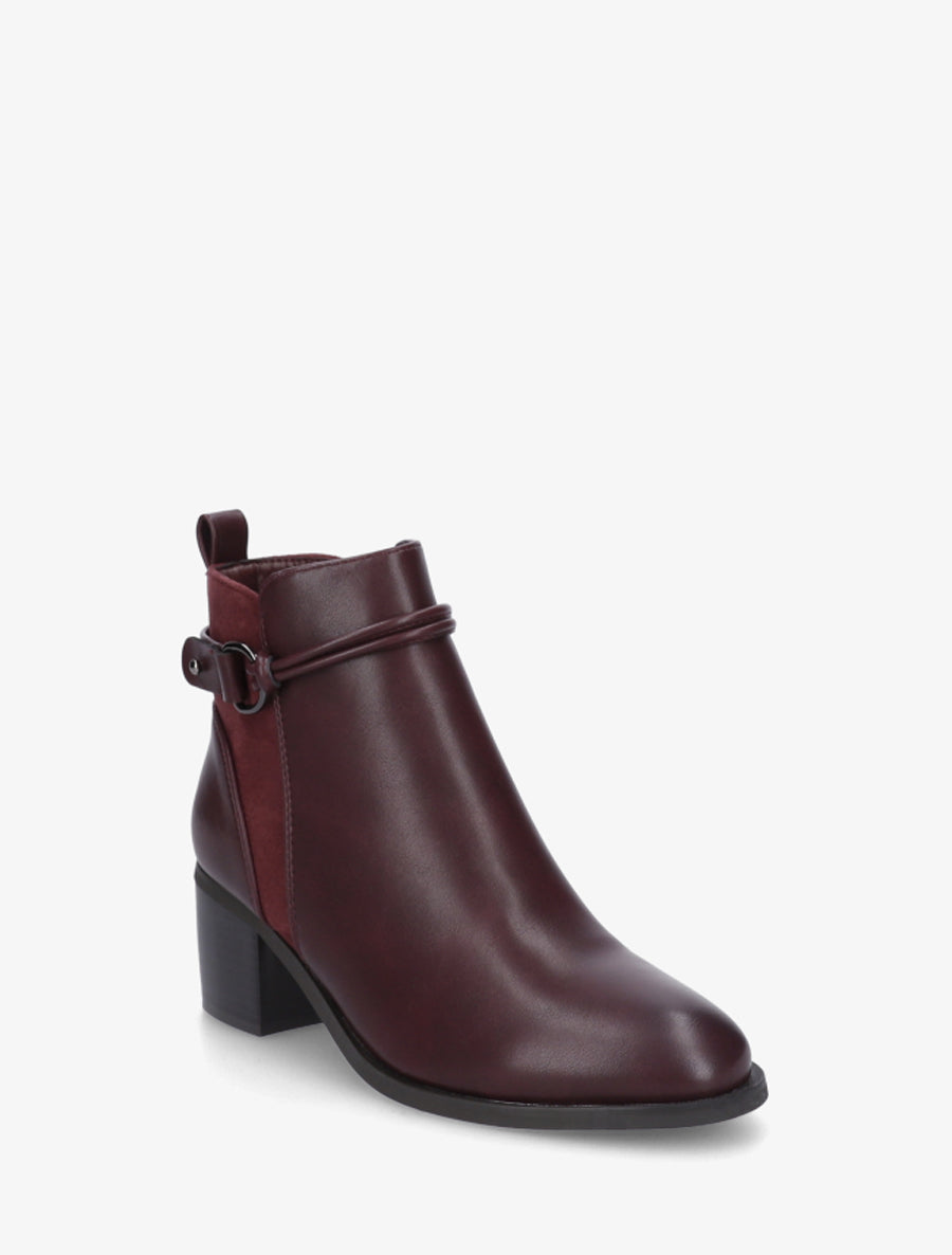 Bottines en simili et suédine - Bordeaux - 2