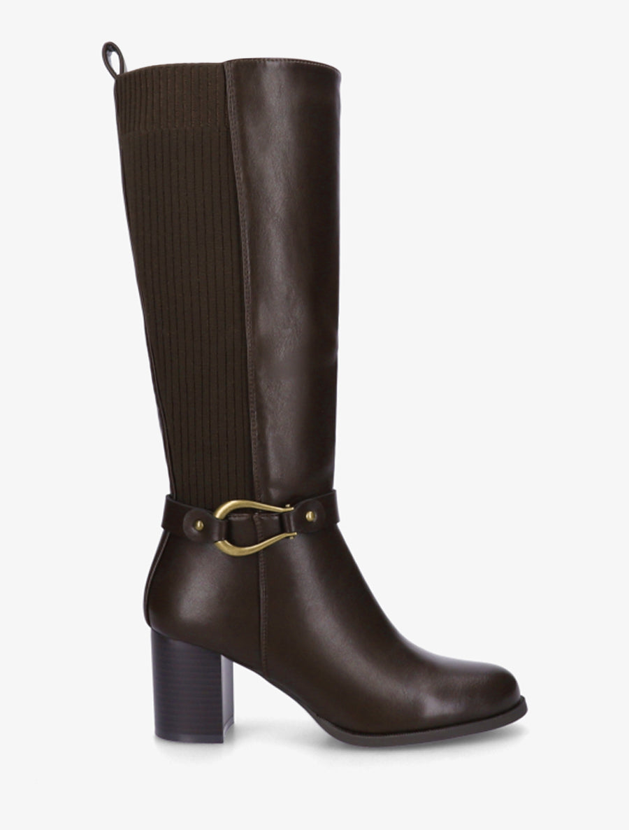 Bottes unies bimatière - Marron - 1