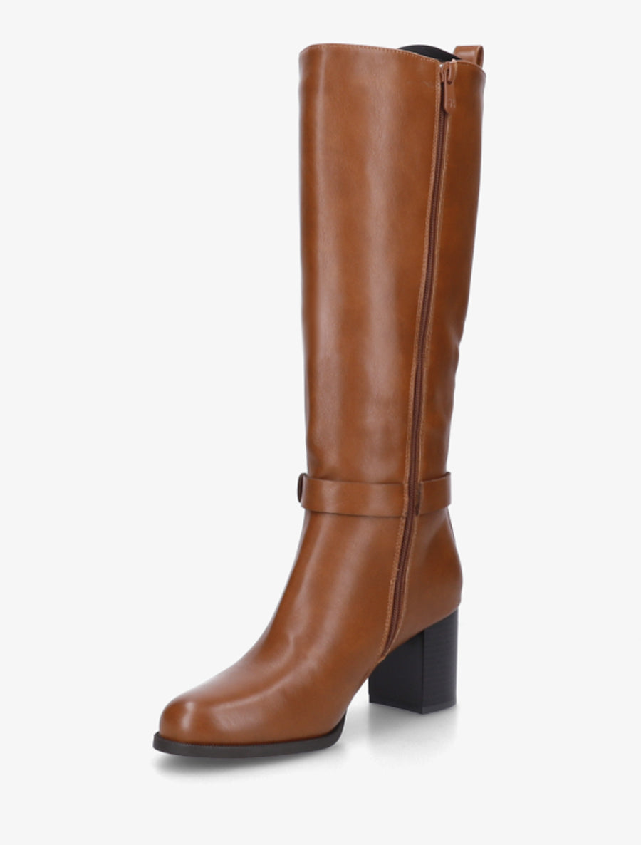 Bottes unies bimatière - Camel - 3