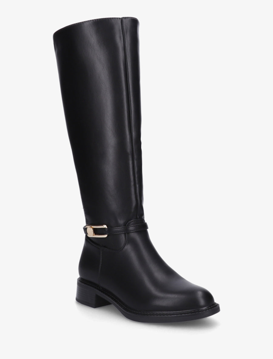 Bottes élastiquées en simili - Noir - 2