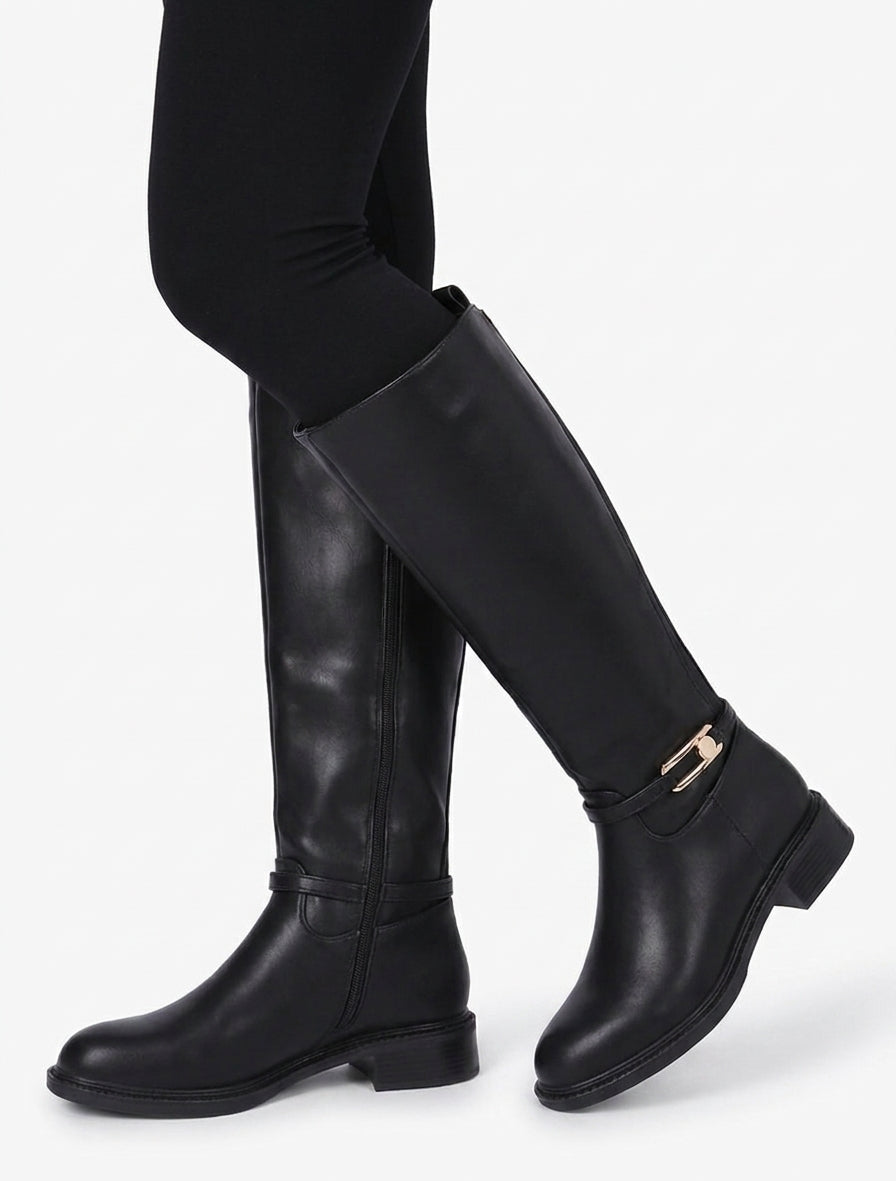 Botas elásticas de imitación - Negro