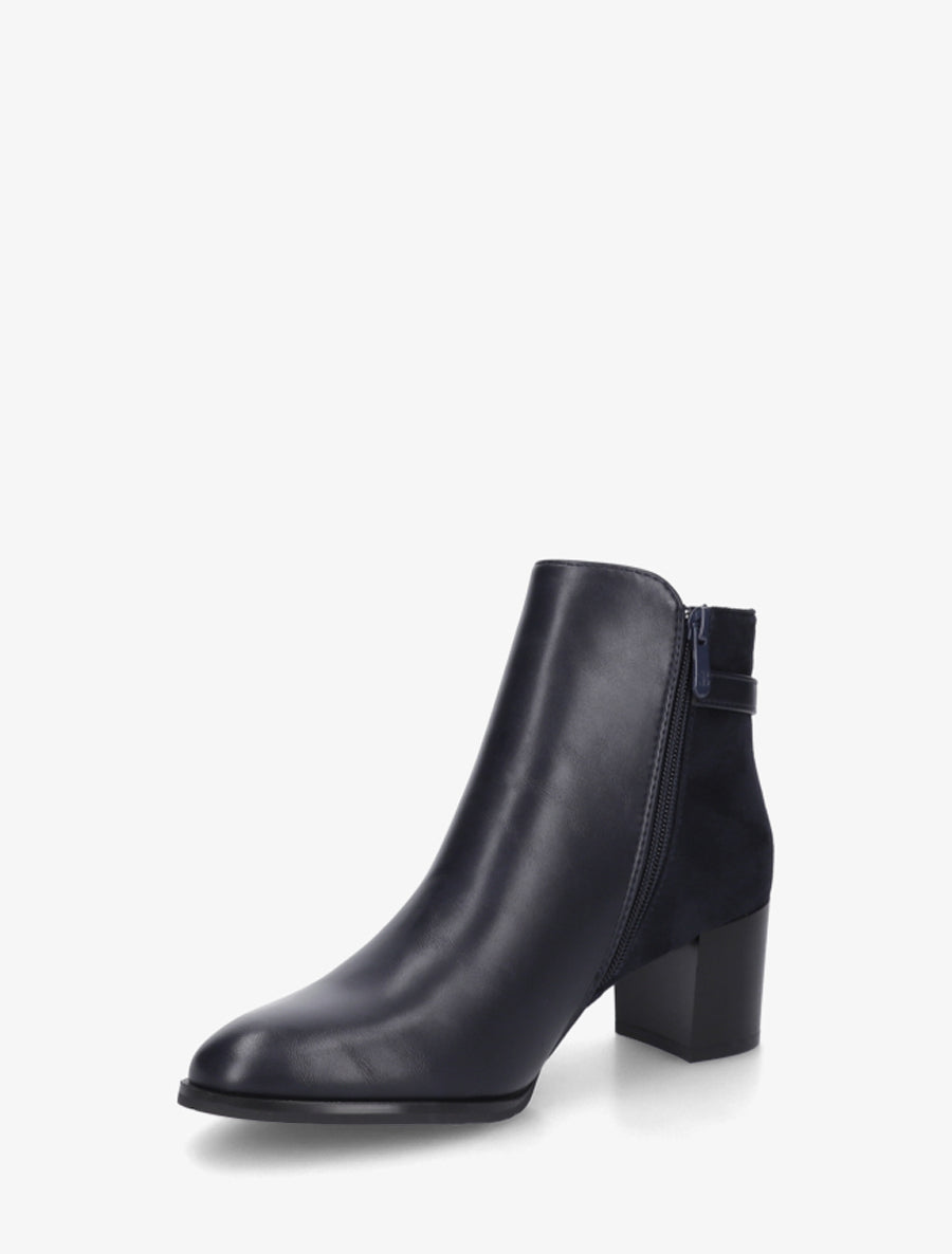 Bottines bimatière à boucle strassée - Marine - 3