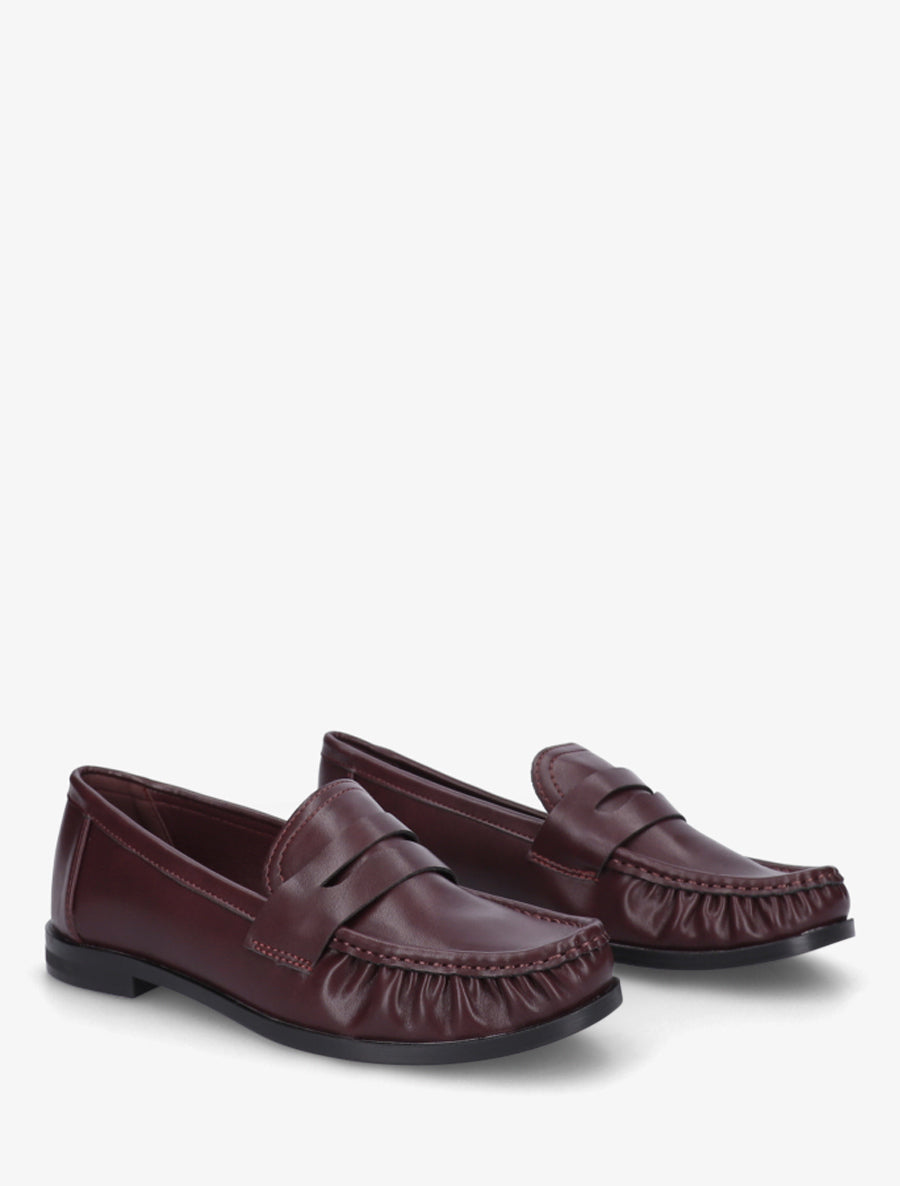 Mocassins unis en simili - Bordeaux - 4