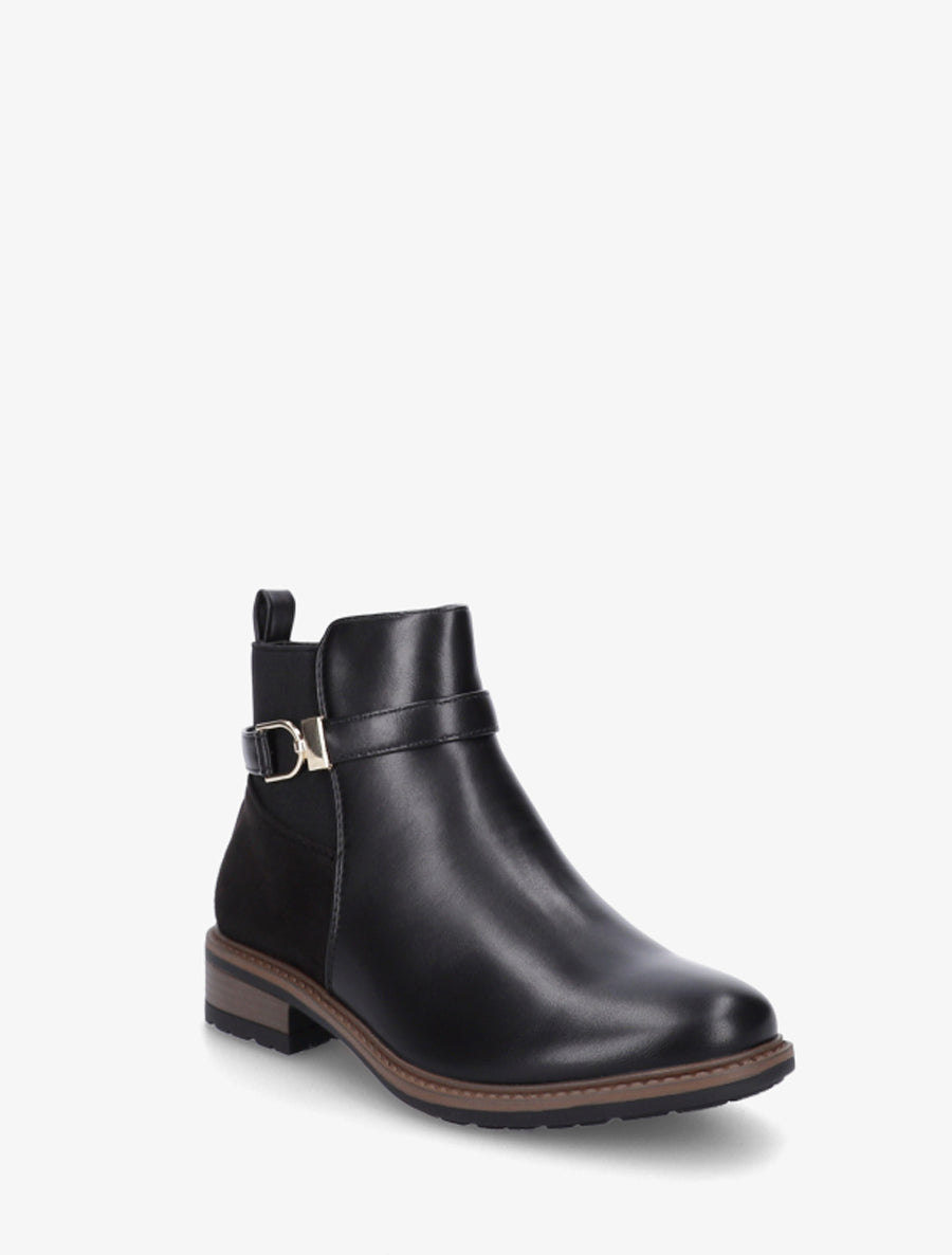 Bottines élastiquées bimatière à boucle métallique - Noir - 2